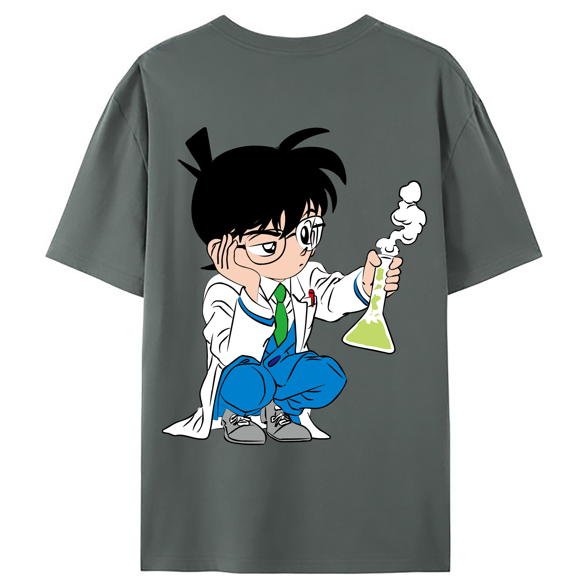 （画像用） 名探偵コナン 江戸川 コナン Detective Conan Conan Edogawa 綿100％ メンズ半袖Tシャツ（バックプリント） 通気性